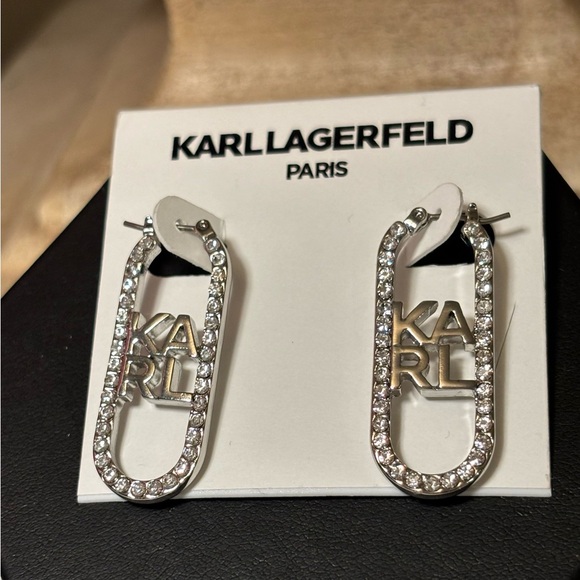 Karl Lagerfeld Silver Crystal Earrings - Picture 2 of 10